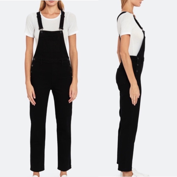 J BRAND JULES OVERALLS JEAN DUNGAREES BLACK BOYFRIEND STRAIGHT LEG RETRO DENIM M - Picture 5 of 16